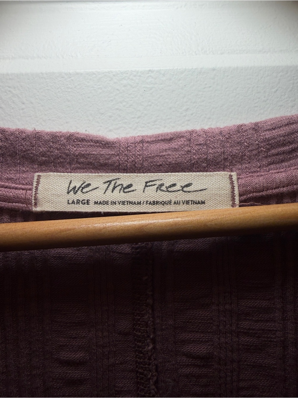 Free People | We The Free Tie Dye Ribbed Scoop Neck Thermal Long Sleeve - Mauve - Picture 3 of 6
